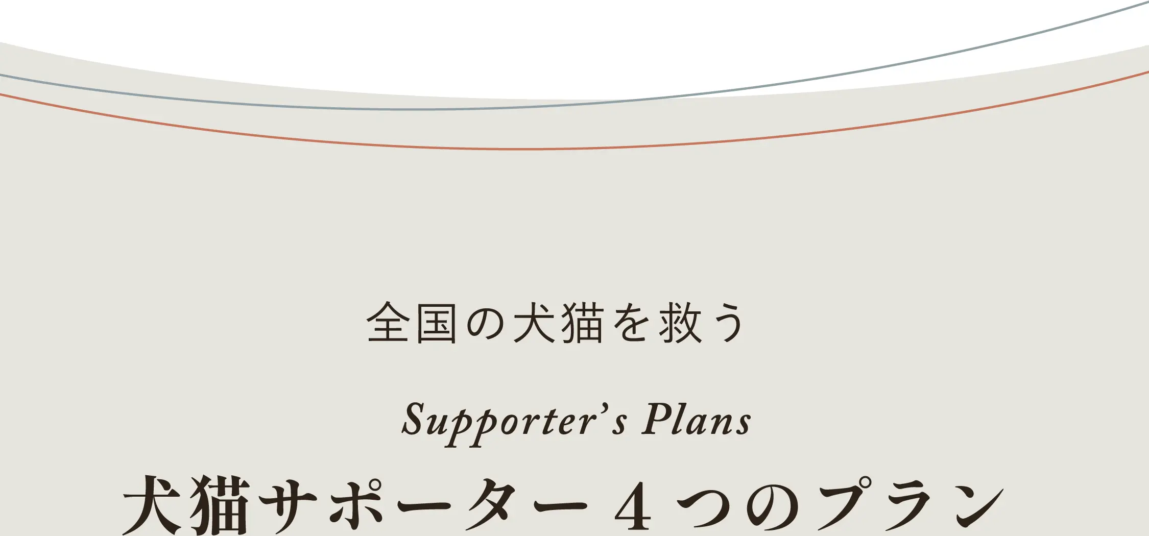 Supporter's Plans。全国の犬猫を救う。犬猫サポーター4つのプラン