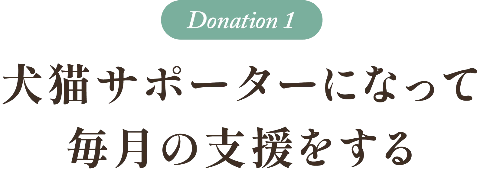 Donation1。犬猫サポーターになって毎月の支援をする